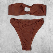 ZTVitality corbata marrón Bikinis Sexy Bikini 2021 gran oferta Sujetador con relleno sin tirantes hueco de cintura alta de traje de baño trajes de baño de las mujeres Biquini brasileño 2024 - compra barato