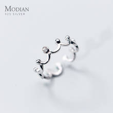Modian Genuine 925 Sterling Silver Shiny Zircon Geometric Wave Finger Ring for Women Simple Free Size Ring Fine Jewelry 2020 New 2024 - buy cheap