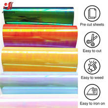 Rollo de vinilo de transferencia de calor iridiscente holográfico, 50x100cm, plancha, prensa de calor, película de impresión HTV, ropa para camafeo 2024 - compra barato