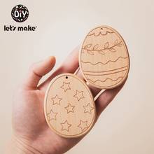 Let'S Make 1pcBeech Wooden Baby Double Egg Teether Easter Toys Food Grade Free BPA Baby Bracelet Toy Accessories DIY Custom Name 2024 - buy cheap