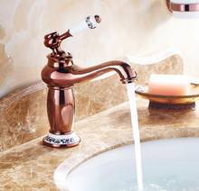 Rose Gold Copper Brass Ceramic Base Deck Mounted Single Ceramic Handle Bathroom Vessel Basin Sink Faucet Mixer Water Taps mnf502 2024 - buy cheap