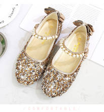 Fashion Princess Kids Leather Shoes for Girls Flower Casual Glitter Children Flats Girls pearl Shoes Butterfly Knot Gold Pink 2024 - buy cheap