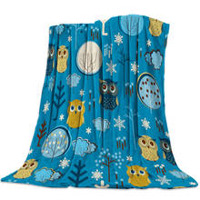 Owl Flower Tree Dark Blue Pattern Cute Throw Blanket Portable Soft Sofa Blanket Warm Microfiber Flannel Blankets for Beds 2024 - buy cheap