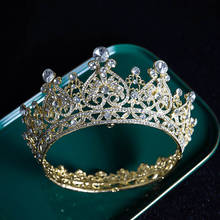 Tiaras de novia barrocas, coronas redondas, joyería para el cabello de graduación de cristal, diadema de diamantes de imitación, diadema para desfile, accesorios para el cabello de boda 2024 - compra barato