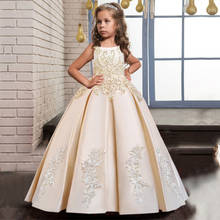 Baby Girl Champagn White Party Dress Flower Kids Clothes Princess Wedding First Communion Formal Children Clothing 10 12 Vestido 2024 - купить недорого