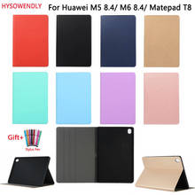 Capa de tablet ultrafina, couro pu, com suporte de silicone, para huawei mediapad m5 8.4/m6 8.4, matepad t8 2024 - compre barato