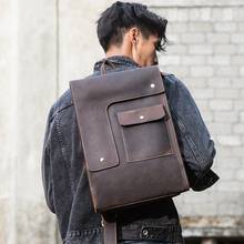 Mochila de cuero para hombre, bolso escolar de gran capacidad con personalidad, Retro, para ordenador, sencillo, de viaje 2024 - compra barato