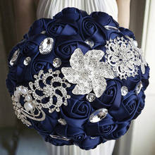 Свадебные букеты темно-синего цвета 1 шт./лот, свадебные букеты, свадебные шелковые цветы с кристаллами, свадебные букеты на заказ 2024 - купить недорого