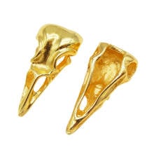 7pcs/pack Gold/   Tone Scary Head Alloy Bird Skull Necklace Charms Pendant Man Halloween Jewelry Making Craft 32*14*10mmColor 2024 - buy cheap