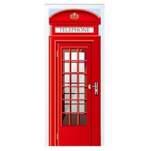 Британский Лондонский красный телефонный стенд спортивный автомобиль Биг Бен классическая дверь стикер DIY росписи домашний Декор постер ПВХ водонепроницаемый стикер 2024 - купить недорого