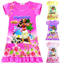 Vestido de dibujos animados para niña, ropa con estampado de Moana, vestido de fiesta de princesa, ropa de Vaiana informal 2024 - compra barato