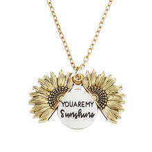 DINGXU You are My Sunshine Necklace Double Sided Sunflower Pendant Necklace for Women Gift Customized Open Locket Dropshipping 2024 - buy cheap