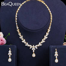 BeaQueen Sparking Water Drop Cubic Zircon Leaf Cluster Nigerian Necklace Earrings Dress Jewelry Sets Wedding Accessories JS216 2024 - buy cheap