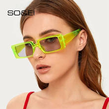 So & ei óculos de sol retângulo vintage, armação pequena, cores de doces, óculos de sol da moda masculino, feminino verde uv400 2024 - compre barato