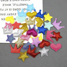 Apliques estofados 50 peças, coração/estrelas coloridas patches suprimentos artesanais diy acessórios de cabelo de crianças enfeites de materiais de decoração do bolo 2024 - compre barato