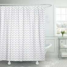 Zig Chevron Stripes Pattern in Silver Gray and White Raster Zag Shower Curtain Waterproof Polyester Fabric 72 x 72 Inches Set 2024 - buy cheap