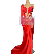 Вечернее платье с юбкой-годе, ярко-красное платье до пола на одно плечо с вырезами, платье для выпускного вечера, 2020 Дубай 2024 - купить недорого