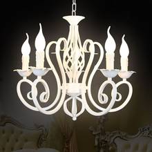 Navidad de la moda europea araña clásica lámpara de techo 6 vela luces de iluminación accesorios hierro negro/blanco iluminación E14 2024 - compra barato