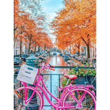 New 5D Diamond Painting Landscape Diamond Embroidery Pink Bike Cross Stitch Full Rhinestone Mosaic Scenery Home Decor Gift 2024 - buy cheap