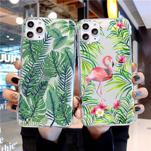 Tropical floresta flamingos folhas transparente macio tpu silicone caso de telefone para iphone 11 pro max 6s 7 8 plus x xr xs max se 2024 - compre barato