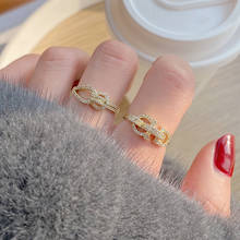 14K Gold Plated Engagement Adjustable Rings for Women Luxury Jewelry Zircon Elegant Geometric Wedding Rings 2024 - buy cheap