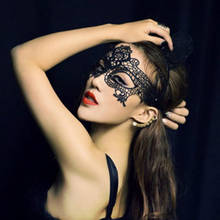 Novo preto sexy laço máscara recorte olho máscara para masquerade festa fantasia vestido traje para meninas feminino senhora 2024 - compre barato