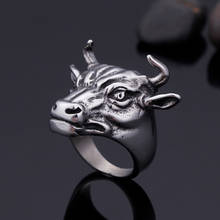 Anéis de aço titânio masculino europa e américa estilo exagerado wall street bulls anel 2024 - compre barato
