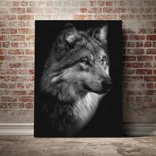 Preto selvagem lobo cartaz pintura diamante diy 5d ponto cruz quadrado completo/redondo diamante bordado mosaico decoração para casa 2024 - compre barato