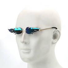 LEEPEE Fire Flame Sunglasses Rimless Wave Sunglasses Trending Narrow Streetwear Fashion Car Driving Glasses UV 400 Eyewear 2024 - buy cheap