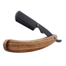 Vintage Manual Shaving Razor Sandalwood/Pear Wood Handle Straight Edge Barber Shaver for Men Beard Care #11 2024 - buy cheap