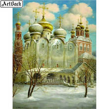 ARTBACK Diamond painting christian church icon 5d full square / round drill castle winter landscape resin diamond mosaic sticker 2024 - buy cheap