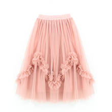 Unique Kids Children Pink Black Yellow Ruffles Tutu Skirt Summer Long Skirts with Cotton Lining Mesh Girls Pleated Pettiskirt 2024 - buy cheap