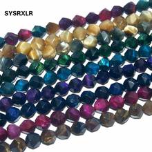 Free Shipping 8MM Big Faceted Colorful Natural Stone Tiger Eye Beads Round Gem Beads For Jewelry Making DIY Bracelet Necklace 2024 - buy cheap