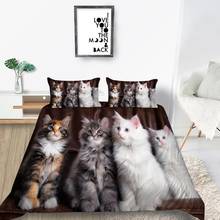 Printed Bedding Set Cartoon Kitten Cute Pet Cats Duvet Cover Set For Girl Twin Full King Double Sizes Pillowcase Home Bedclothes 2024 - buy cheap