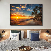 Pôsteres de paisagem modernos, telas de parede, arte, praia, alvorada, pintura de paisagem para sala de estar, quadros, decoração de casa 2024 - compre barato