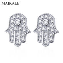 MAIKALE Exquisite Small Stud Earrings for Women Star/Cross/Triangle Shape Cubic Zirconia Pearl Earring Jewelry Accessories Gifts 2024 - buy cheap