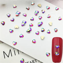 Стразы для дизайна ногтей Swarovsky в форме сердца 144 шт./лот красочные AB Камни с плоской задней стороной для 3D украшения ногтей Бесплатная доставка 2024 - купить недорого