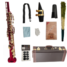 Soprano Saxophone B Flat Red Copper Lacquered Gold Sax Brass Keys Woodwind Instrument With Case Mouthpiece Free Shipping 2024 - buy cheap