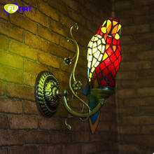 Фумат Тиффани Настенный светильник попугай витражный абажур Настенный бра светодиодный E26 E27 антикварный светильник для гостиной 2024 - купить недорого