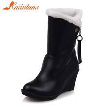 Karinluna-botas de salto alto femininas, salto alto, com zíper sólido, tamanho médio, preto, tamanho grande, 30-52, inverno 2024 - compre barato