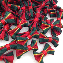 40pcs Grosgrain Ribbon Bows Christmas Decor Red W/ Green Appliques E293 2024 - buy cheap