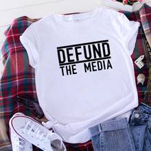 Defund divertida-Camiseta de algodón para Mujer, ropa Harajuku para Mujer, de manga corta Camiseta holgada, Camiseta blanca y negra para Mujer 2024 - compra barato