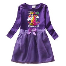 2020 Girls Dressse For Children Rainbow Unicorn Princess Long Sleeved Dress Baby Dress For Kids Clothes Birthday Party Dresses 2024 - buy cheap
