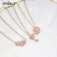 WYEAIIR Sky Universe Dreamy Pink Crystal Starry Cute Sweet 925 Sterling Silver Female Necklace 2024 - buy cheap