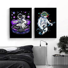 Criatividade astronauta jogando um instrumento pintura em tela desenhos animados posteres e impressões imagem de arte de parede para decoração de sala de estar 2024 - compre barato