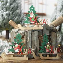 2020 Navidad Año Nuevo decoración de Navidad de madera DIY trineo adornos creativo dibujos animados árbol de Navidad combinación adornos FZ281 2024 - compra barato