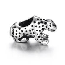 Miçanga de leopardo em aço inoxidável, 4.5mm com furo, metal, miçangas europeias, amuletos de animais para fazer joias, acessórios diy 2024 - compre barato