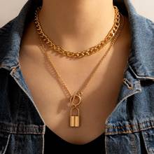 Tocona Charming Gold Color Lock Pendant Necklce for Women Alloy Metal Adjustable Bohemian Jewelry Wholesale Collar 16808 2024 - buy cheap