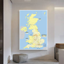 The United Kingdom Map with Detailed Regions Wall Art Poster Non-woven Canvas Painting Home Decoration Travel School Supplies 2024 - buy cheap