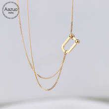 Aazuo fashion-colar com fivela amarela ouro 18k, estipe de instagram, corrente para clavícula, presentes para mulheres au750 2024 - compre barato